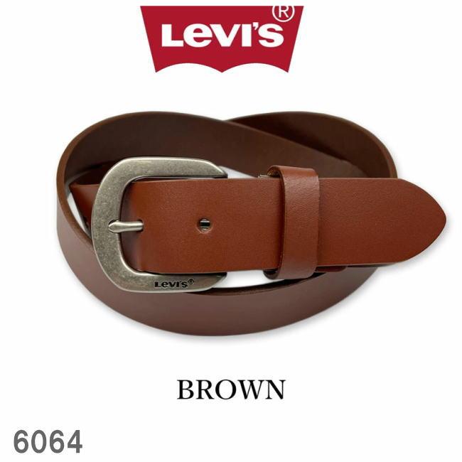ベルト メンズ 大きめ 本革 牛革 リーバイス リアルレザー プレーン 6064 Lサイズ ブラウン | Levi's