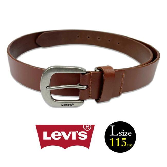 ベルト メンズ 大きめ 本革 牛革 リーバイス リアルレザー プレーン 6064 Lサイズ ブラウン | Levi's | 04