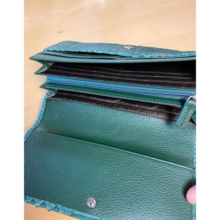 ダイヤモンドパイソン 長財布 レディース かぶせ 本革グリーン ダイヤモンドパイソン 長財布 レディース かぶせ 本革グリーン