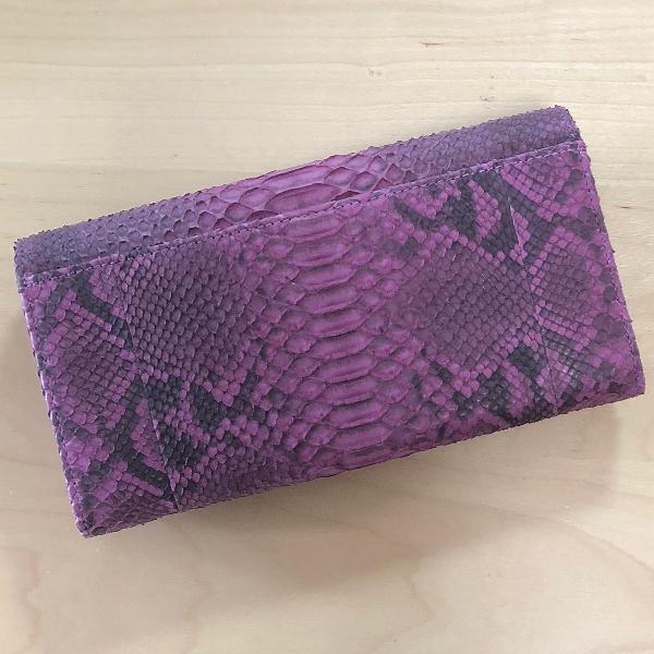 201 紫  本革 ダイヤモンドパイソン 長財布 フラップ ヴァイオレットパープル 蛇 革 蛇柄 ヘビ革 財布 |  | 01