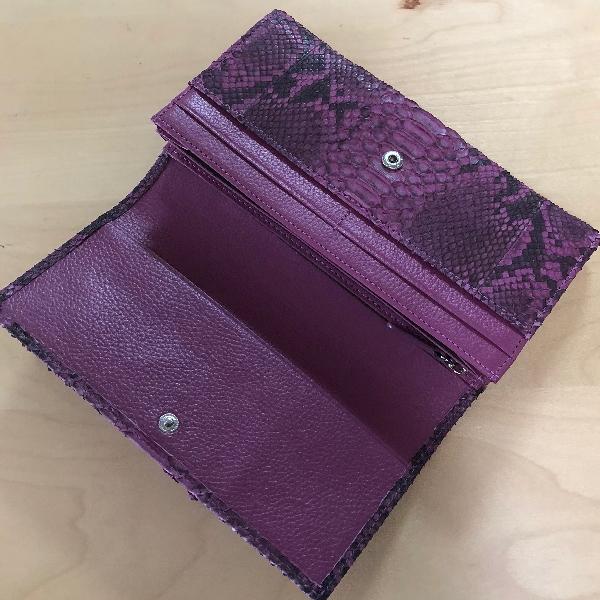 201 紫  本革 ダイヤモンドパイソン 長財布 フラップ ヴァイオレットパープル 蛇 革 蛇柄 ヘビ革 財布 |  | 02