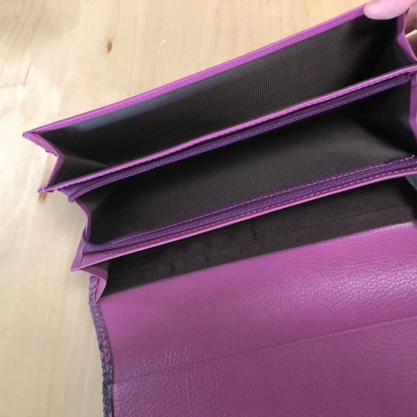 201 紫  本革 ダイヤモンドパイソン 長財布 フラップ ヴァイオレットパープル 蛇 革 蛇柄 ヘビ革 財布 |  | 04