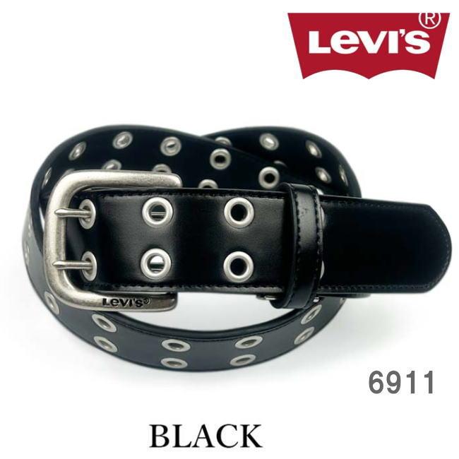 ブラック リーバイス 6911 ダブルピン ベルト 合皮 幅4 メンズ レディース | Levi's
