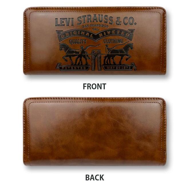 チョコ 濃茶 Levis リーバイス ラベルパッチ エコレザー 長財布 8305 | Levi's | 01