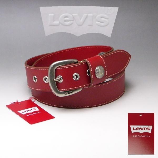 ベルト LEVI'S 本革 リーバイス 牛革 メンズベルト 40mm 6091 レッド 新品 本物  ロゴ入りバックル｜aimode-1｜02