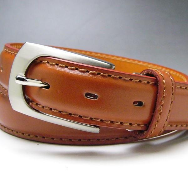 姫路レザー 本革 日本製 ビジネス ベルト 30mm 53 キャメル 新品 メンズ レディース 大き目のステッチを施しました!! |  | 01