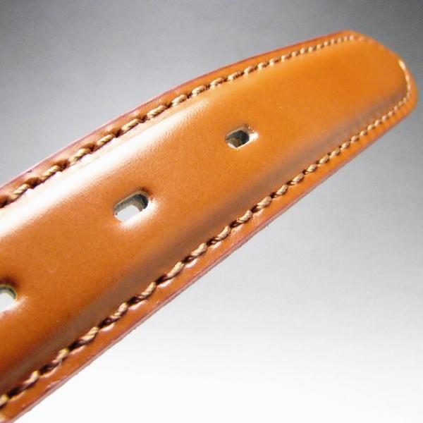姫路レザー 本革 日本製 ビジネス ベルト 30mm 53 キャメル 新品 メンズ レディース 大き目のステッチを施しました!! |  | 02