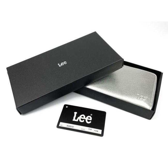 シルバー Lee リー  メダルカラー L字ファスナー 長財布 0520232n Lee（リー） シルバー リアルレザー メダルカラー L字ファスナー 長