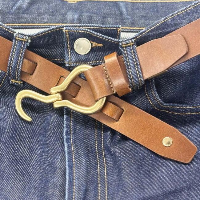 ブラウン Lee リー 牛革 30mm フックバックル ベルト 0604 メンズ レディース | Lee | 01