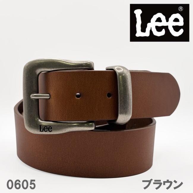 ブラウン Lee リー 牛革 40mm メタルループ ベルト 0605 メンズ レディース | Lee