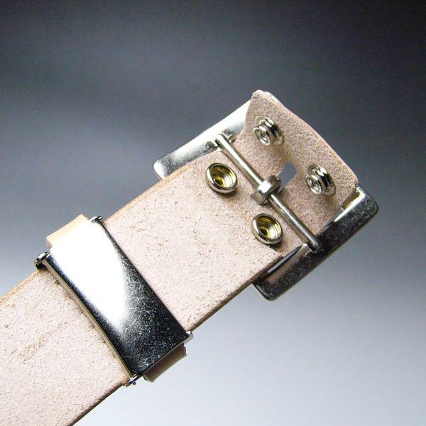 ベルト 栃木レザー 40mm　メンズ　ヌメ革 ロング 120cm フリーサイズ ナチュラル ギャリソン スクエアバックル新品 |  | 02