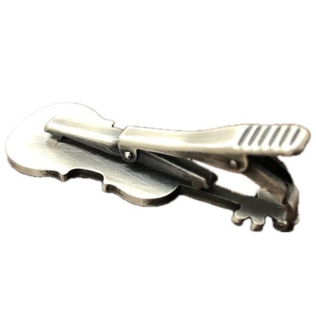 日本製 ネクタイピン  ヴァイオリン 1002 アンティークシルバー タイピン タイバー |  | 01