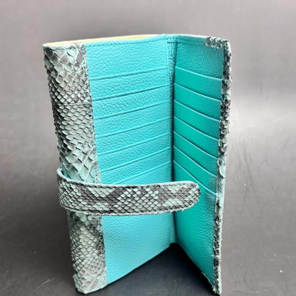 281BL ギャルソン 本革 長財布 蛇革 パイソン ヘビ革 水色 ブルー 男女兼用 大容量 |  | 04