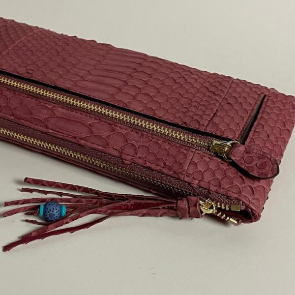 パイソン 長財布 ヘビ革 L字ラウンドファスナーゴールド ワインレッド |  | 02