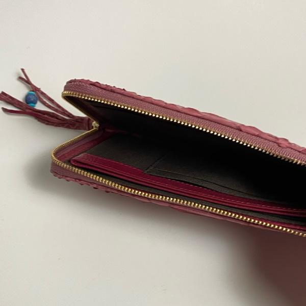 パイソン 長財布 ヘビ革 L字ラウンドファスナーゴールド ワインレッド |  | 03