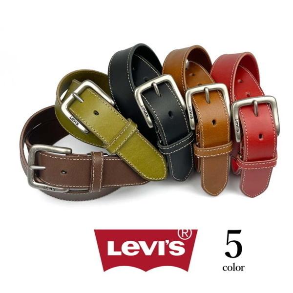 メンズ ベルトLivi's リーバイス 本革 35ミリ ステッチデザイン 6604 新品 モスグリーン 35mm | Levi's | 09