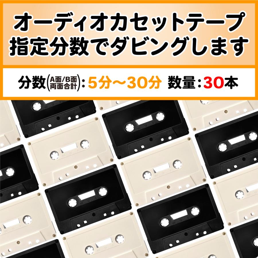 カセットダビング【30本】両面5分〜30分 カセットテープ＋コピー 音源