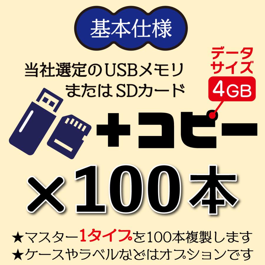 USBメモリまたはSDカードコピー 4GB【100個単位】データサイズ4GB迄
