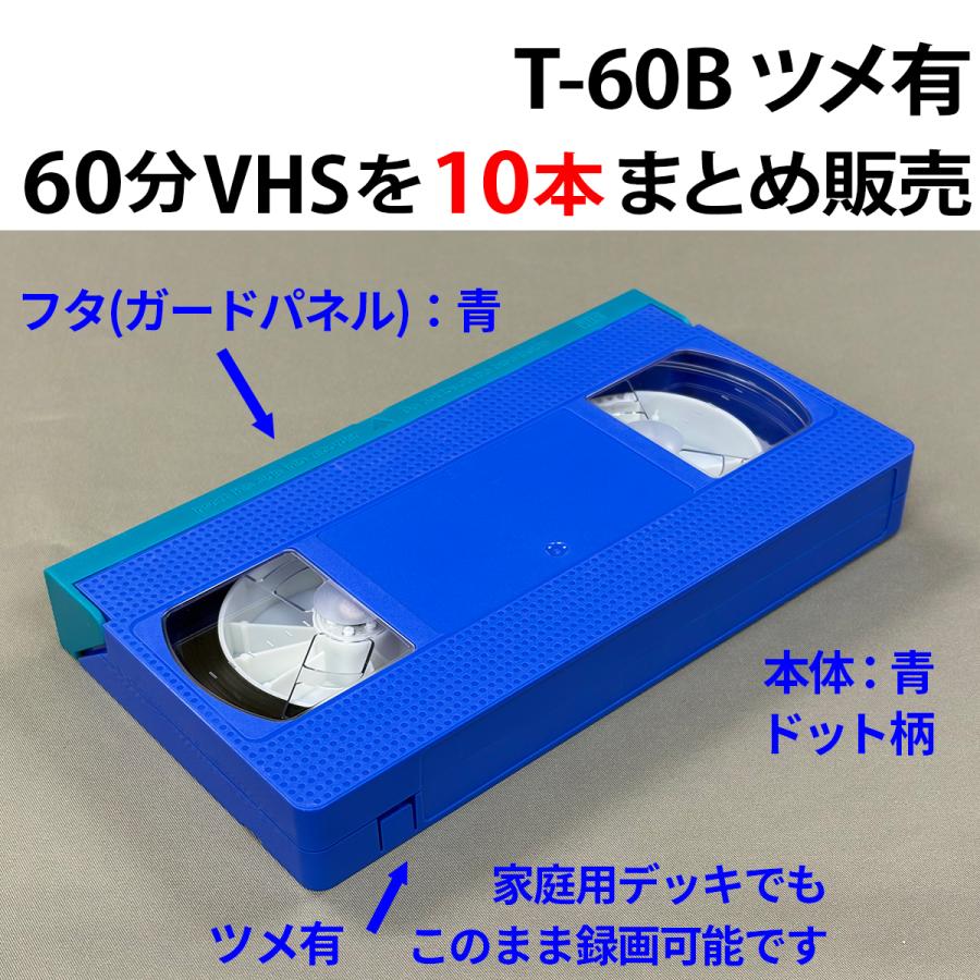 VHS 業務用ビデオテープ 60分【10本】まとめて ツメ有 T-60B 本体：青