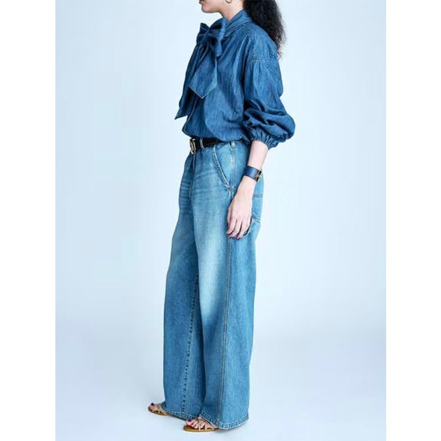 定価3.5万✨25SS/BRILL/デニムボウタイブラウス/大人気/長袖綿100 ブリル BRILL レディース デニムボウタイブラウス 241133