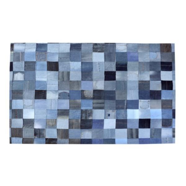 ラグマット/絨毯 〔長方形 170cm×230cm〕 インド製 コットン 綿 ウレタンフォーム デニムラグ 〔リビング〕