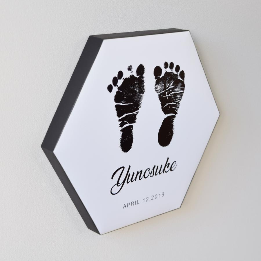 【アイフォト｜赤ちゃんヘキサゴン足型パネルホワイト】敬老の日 父の日 母の日  出産祝い 出産記念 内祝い ギフト 記念 足形手形 名入れ 誕生日 |  | 01