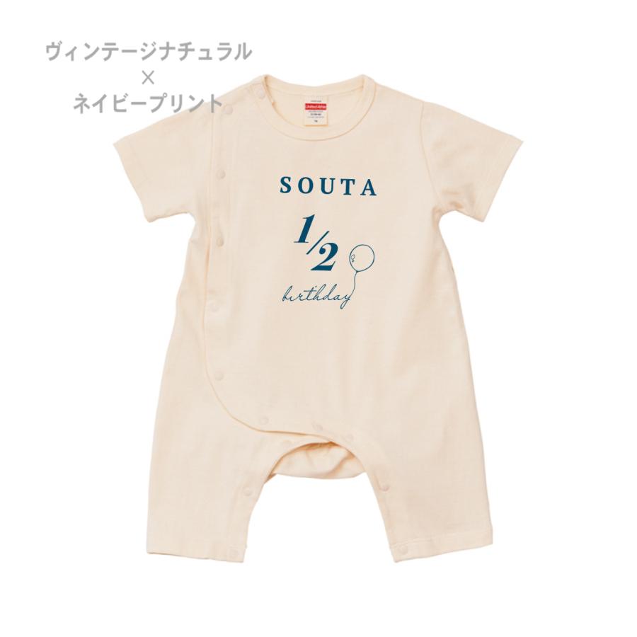 【ベビーカバーオール　Birthday】 ロンパース 半袖 70 80 出産祝い 出産記念 カスタマイズ プレゼント ベビー服 名入れ オリジナル おしゃれ 幼稚園 保育園 |  | 07