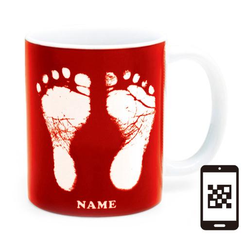 【ai mug｜生まれた時の記録が詰まったマグカップ】QRコードをかざして写真が見れる 手形 足形 名入れ オリジナルマグカップ  誕生日  赤ちゃん 敬老の日 母の日 |  | 01