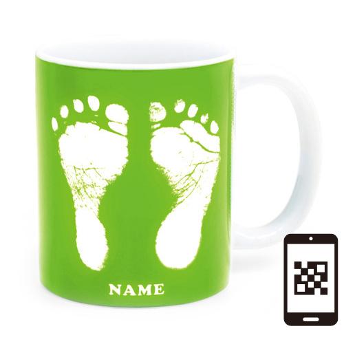 【ai mug｜生まれた時の記録が詰まったマグカップ】QRコードをかざして写真が見れる 手形 足形 名入れ オリジナルマグカップ  誕生日  赤ちゃん 敬老の日 母の日 |  | 09