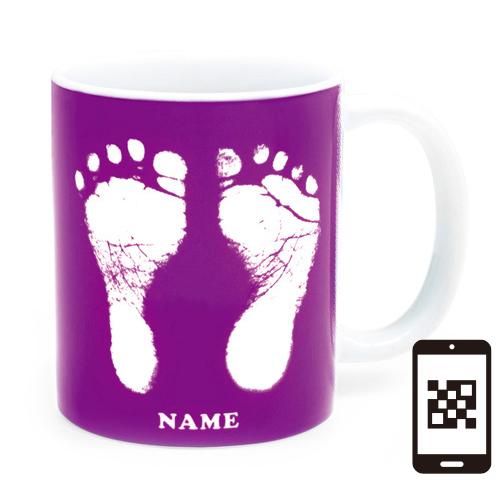 【ai mug｜生まれた時の記録が詰まったマグカップ】QRコードをかざして写真が見れる 手形 足形 名入れ オリジナルマグカップ  誕生日  赤ちゃん 敬老の日 母の日 |  | 10
