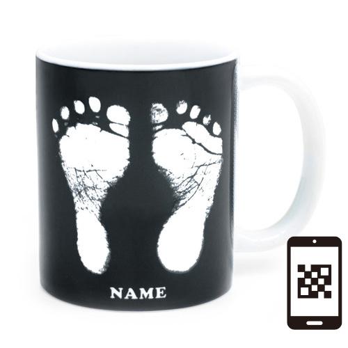 【ai mug｜生まれた時の記録が詰まったマグカップ】QRコードをかざして写真が見れる 手形 足形 名入れ オリジナルマグカップ  誕生日  赤ちゃん 敬老の日 母の日 |  | 12