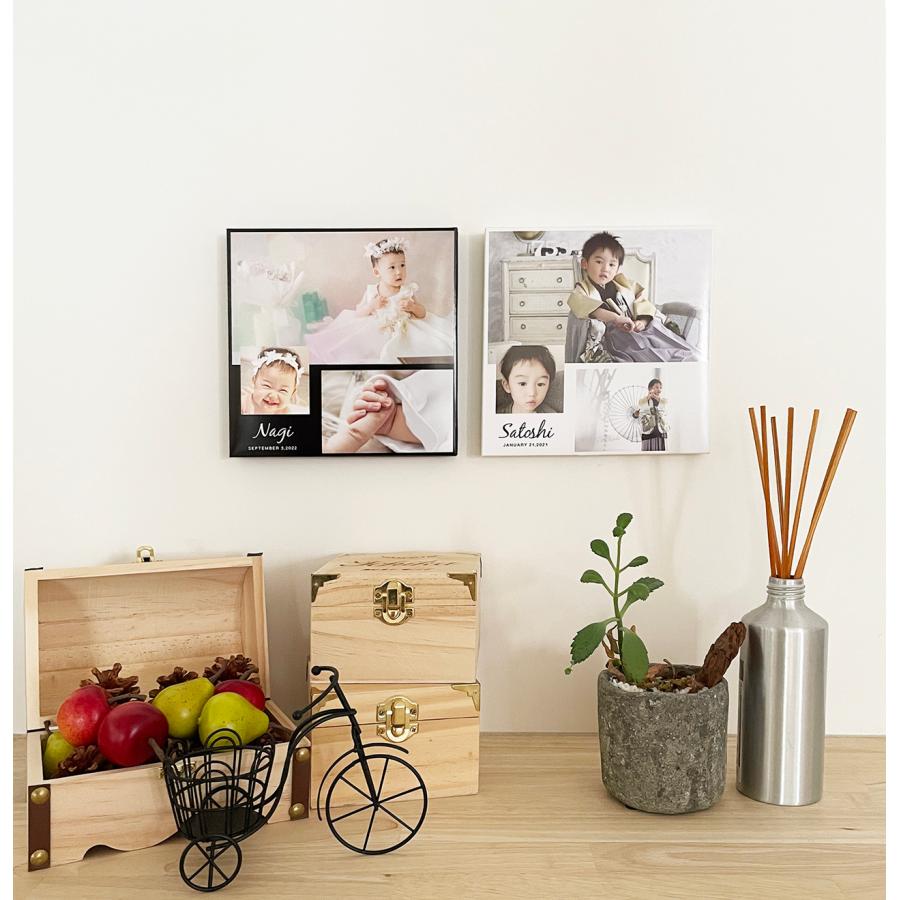 【アイフォト｜スクエア名前入りフォトパネルIII】敬老の日 父の日 母の日 出産祝い 出産記念 内祝い ギフト 記念 足形手形 名入れ 誕生日 | 