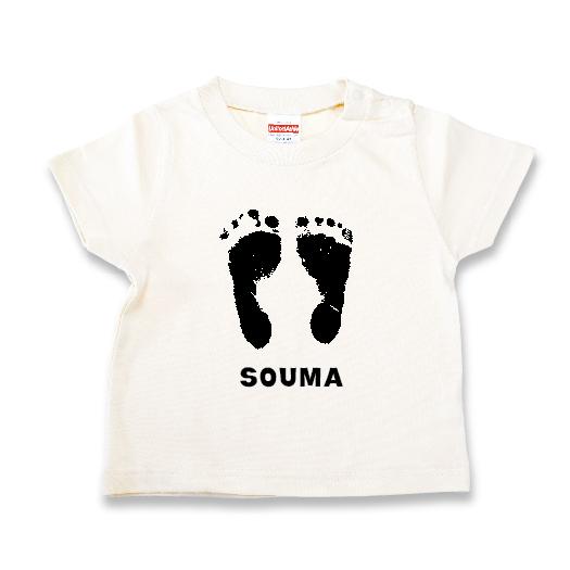 【赤ちゃんTシャツ】足形 半袖 80 90 100 110 出産祝い 手形足形 出産記念 内祝い ギフト 記念 プレゼント ベビー服 キッズ 名入れ 足型原寸 |  | 01