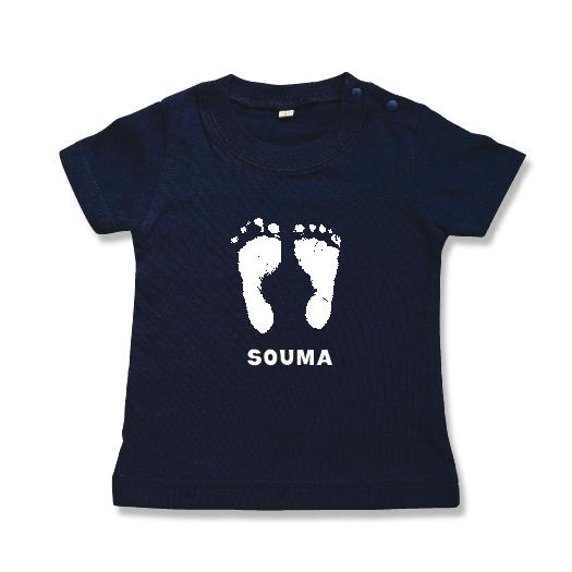 【赤ちゃんTシャツ】足形 半袖 80 90 100 110 出産祝い 手形足形 出産記念 内祝い ギフト 記念 プレゼント ベビー服 キッズ 名入れ 足型原寸 |  | 05