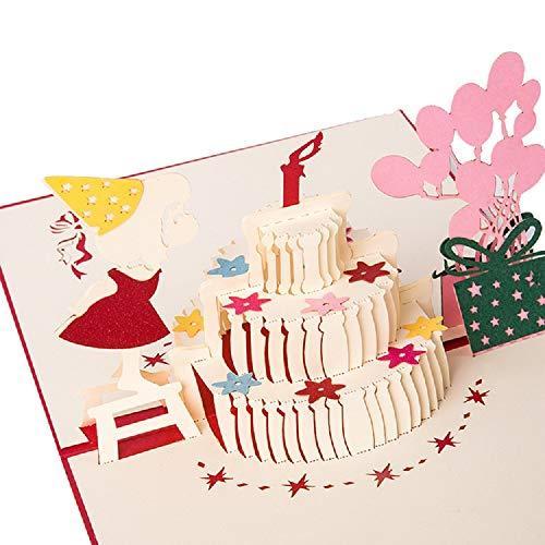 かわいい誕生日カード ポップアップバースデーカード バースデーケーキ 風船 友達へのプレゼント 最大55 オフ 封筒付き お祝い 子供