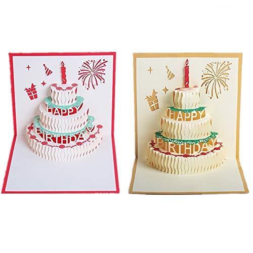 誕生日カード メッセージカード 2枚セット ポップアップバースデーカード 子供 バースデーケーキ 祝いカード