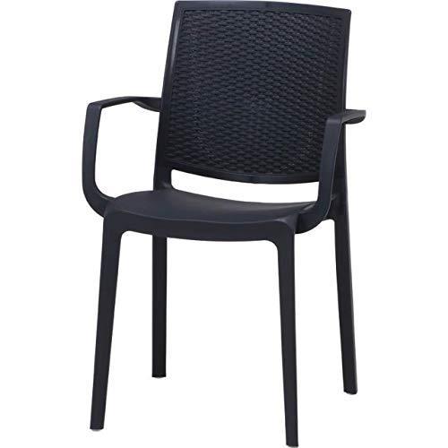 絶品 ガーデンチェアー ラタン調 2脚セット プラスチック 屋外 イス イタリア ガーデン ブラック 激安 新作