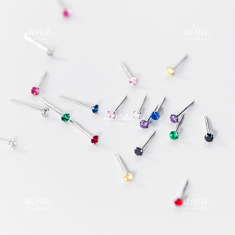 ピアス レディース 金属アレルギー対応 ニッケルフリー SV925 プラチナ仕上げ 18金仕上げ 1粒 一粒 10カラー 小さい 小さめ 両耳用 20代 30代 40代 送料無料 | ブランド登録なし | 01