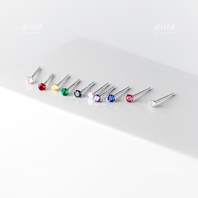 ピアス レディース 金属アレルギー対応 ニッケルフリー SV925 プラチナ仕上げ 18金仕上げ 1粒 一粒 10カラー 小さい 小さめ 両耳用 20代 30代 40代 送料無料 | ブランド登録なし | 03