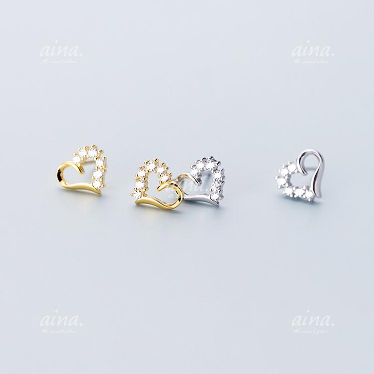 ピアス レディース 金属アレルギー対応 ニッケルフリー SV925 プラチナ仕上げ 18金仕上げ ハート オープンハート 小さい 小さめ 両耳用 | ブランド登録なし | 03