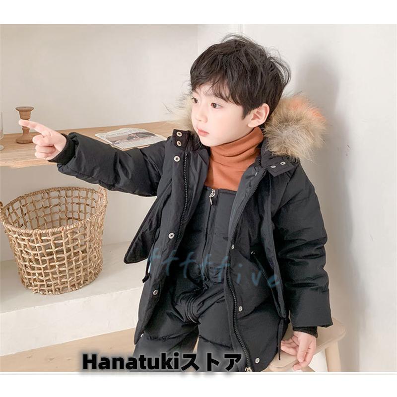 ダウンジャケット ダウンコート スキーウェア スノーボードウェア キッズ 子供 上下セット サロペット パンツ 可愛い フード付き 子供服 アウター |  | 06