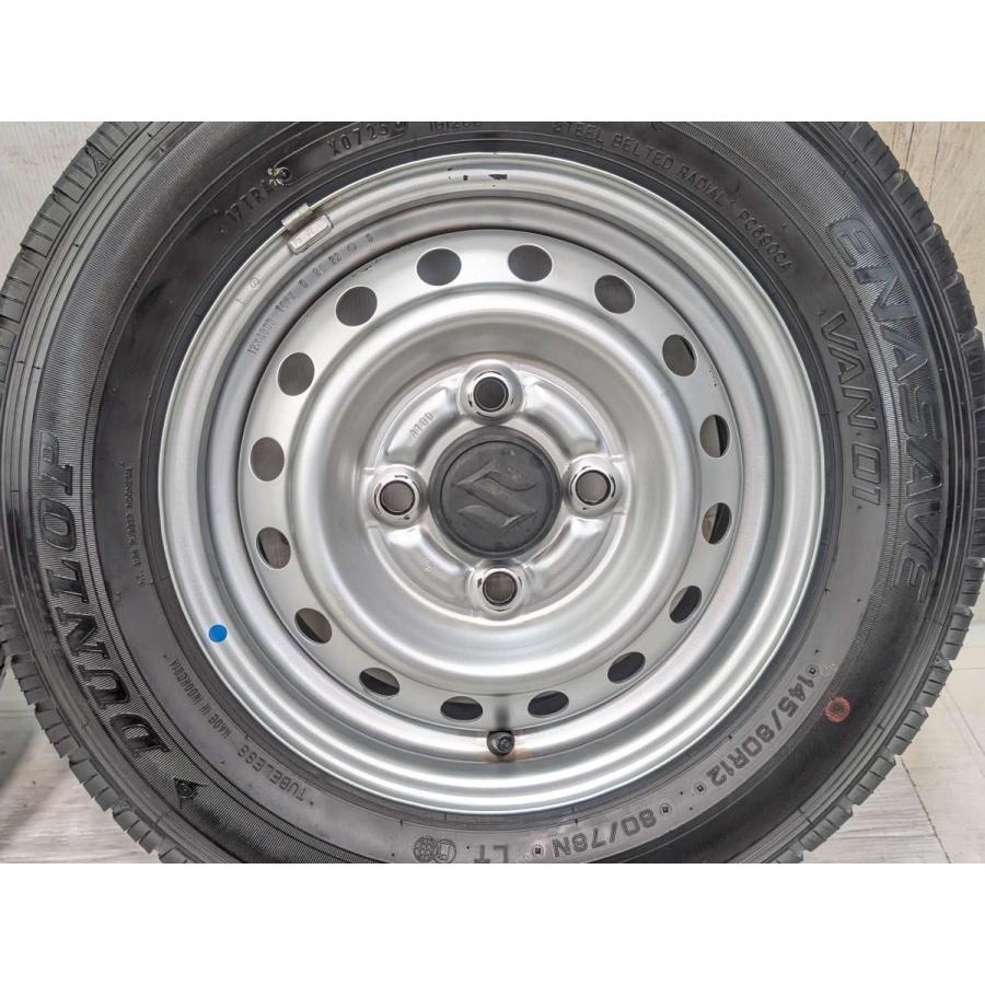 2024年製新品夏タイヤ　145/80R12　中古ホイール　４本セット DUNLOP（ダンロップ） 中古タイヤ サマータイヤ ホイールセット 4本