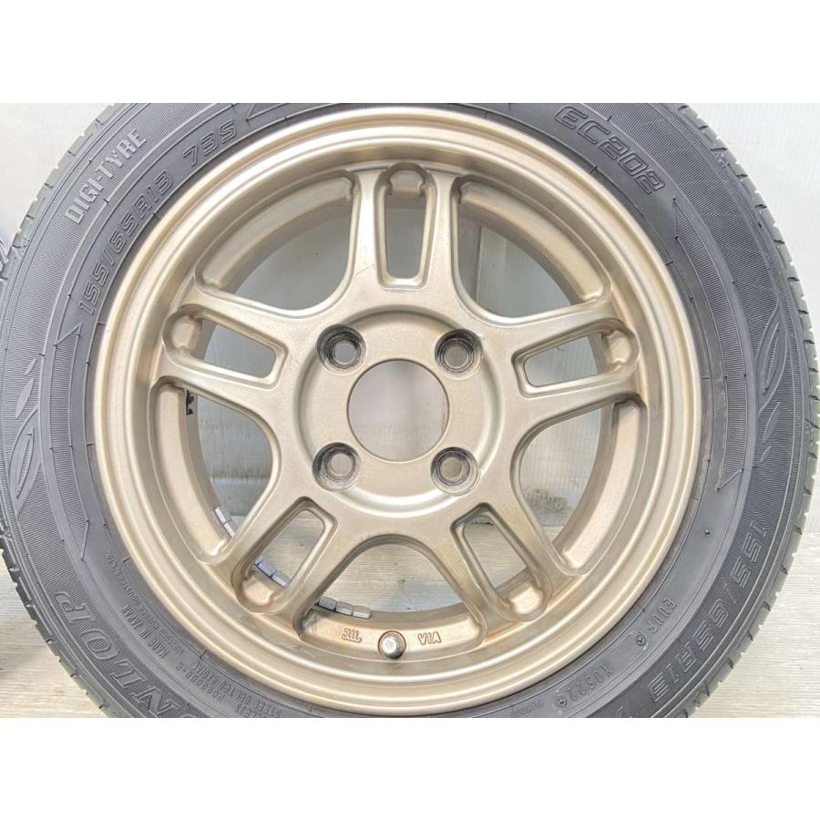 DUNLOP 中古タイヤ サマータイヤ ホイールセット 4本セット 155 DUNLOP 中古タイヤ サマータイヤ ホイールセット 4本セット 155