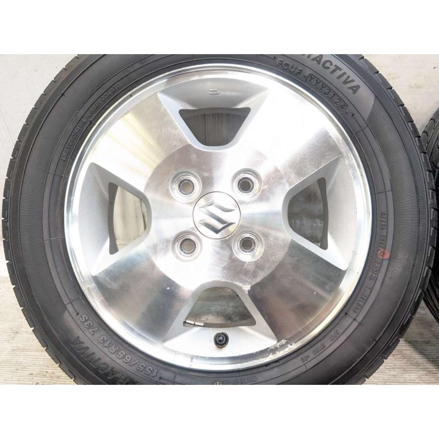 155/65R13 サマータイヤ、スチールホイール、4穴/ハブ径54mm 中古タイヤ サマータイヤ ホイールセット 4本セット 155/65R13 スズキ