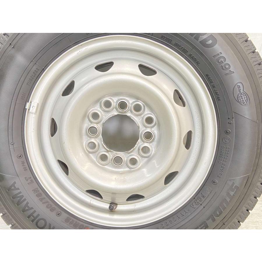 中古タイヤ スタッドレスタイヤ ホイールセット 4本セット 145/80R12 80/78LT  WD 12x4.0 100/110/114.3-4穴 ヨコハマ アイスガード iG91｜aing｜06