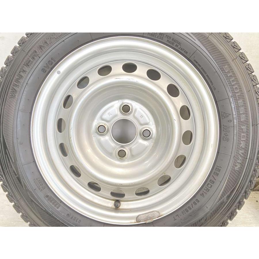 中古タイヤ スタッドレスタイヤ ホイールセット 4本セット 155/80R14 88/86 LT トヨタ純正 AL 14x5.0 100-4穴 DUNLOP  SV01｜aing｜04