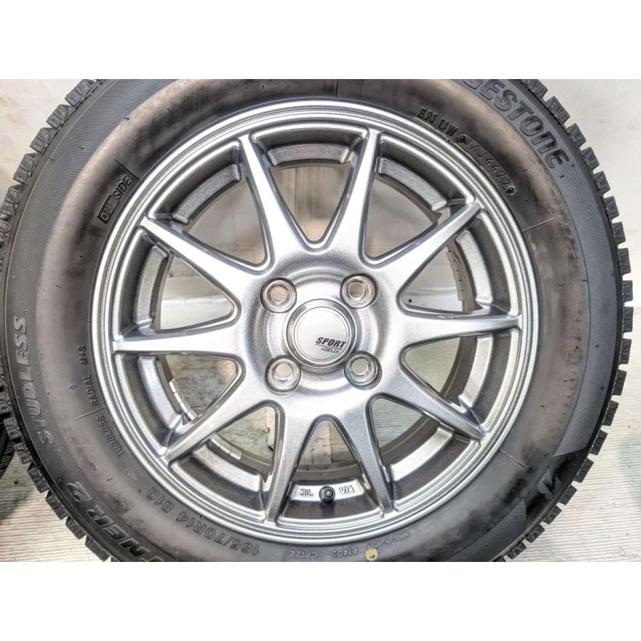 中古スタッドレスアルミ4本セット 165/70R14 軽自動車用 BRIDGESTONE（ブリヂストン） 中古タイヤ スタッドレスタイヤ ホイール