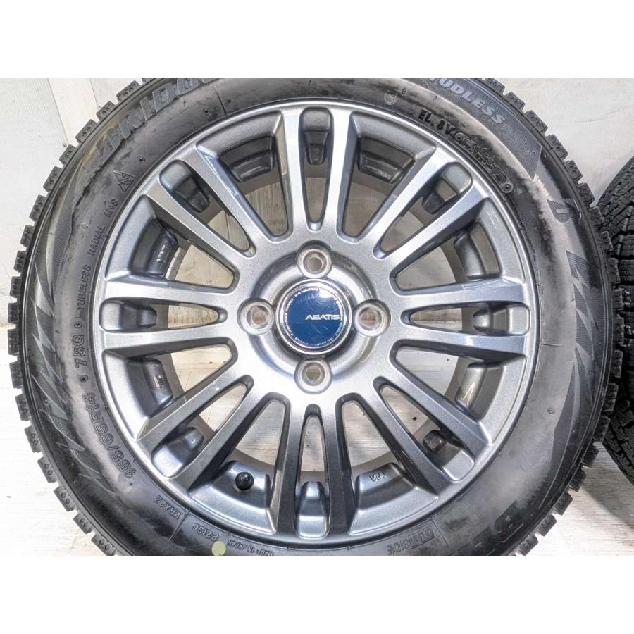 BRIDGESTONE（ブリヂストン） 中古タイヤ スタッドレスタイヤ ホイールセット 4本セット 155/65R14 ABATIS 14x4 ...