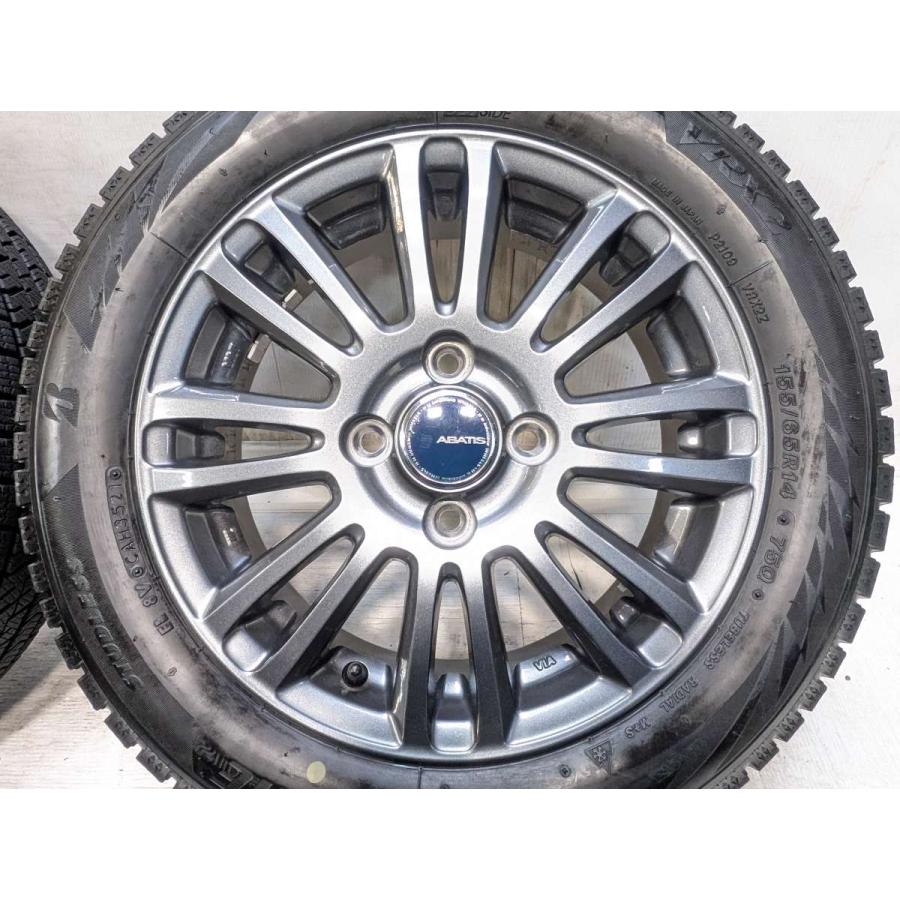 BRIDGESTONE（ブリヂストン） 中古タイヤ スタッドレスタイヤ ホイールセット 4本セット 155/65R14 ABATIS 14x4 ...