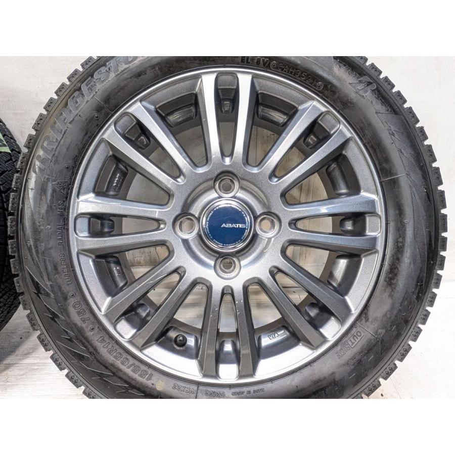 BRIDGESTONE（ブリヂストン） 中古タイヤ スタッドレスタイヤ ホイールセット 4本セット 155/65R14 ABATIS 14x4 ...
